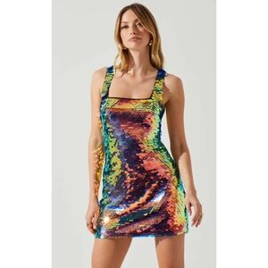 Astr The Label | Sima Sequin Mini Dress in Color: Pink Blue